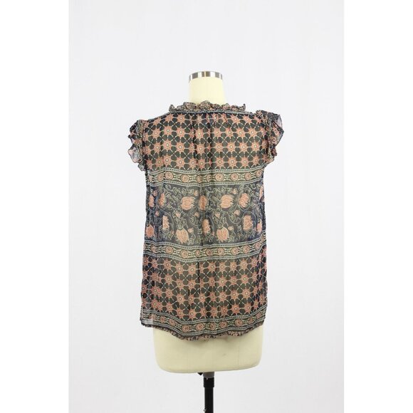 VELVET BY GRAHAM & SPENCER Kimora Monaco Floral Georgette Ruffle Blouse, Size S - Picture 5 of 11